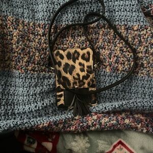Leopard Print Crossbody Bag with Black Accents